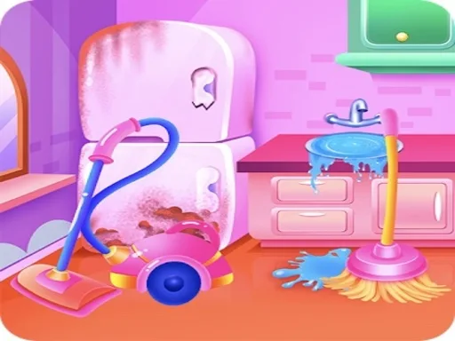 Play Full Kids House Home Clean Up Online